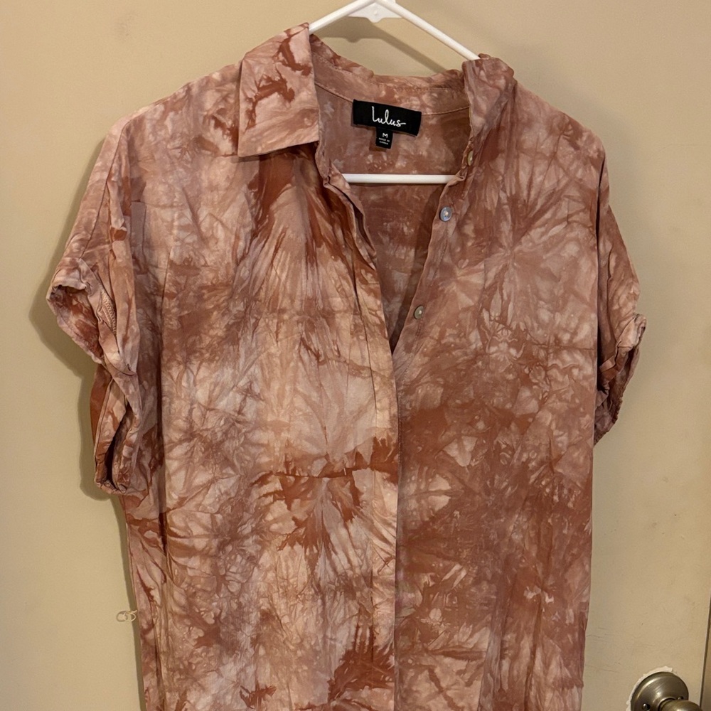 Lulu's Brown Tie-Dye Maxi Dress